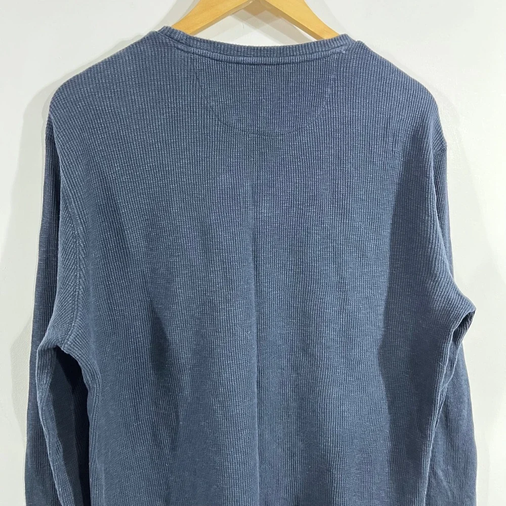Banana Republic Navy Grunge Y2K Waffle Knit Thermal Long Sleeve Shirt Mens Large